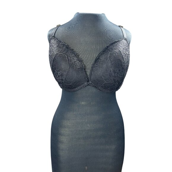 Victorias Secret Dream Angels Push-Up Bra 38DD Black Lace Adjustable Straps Unde - Picture 1 of 10